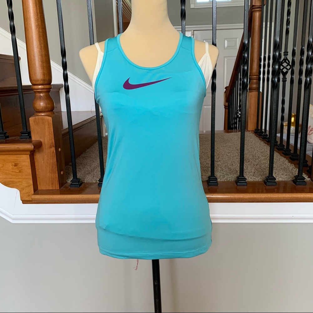 Nike Pro Scoopneck Racerback Active Tank Top Teal Purple Sz L